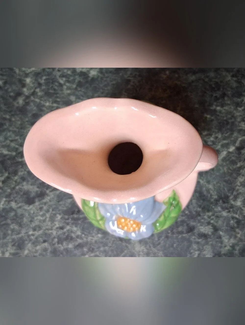 Vintage Ca. 1947-48 Hull Art Pottery Vase Glossy Pink, Blue Magnolia H-2-5-1/2